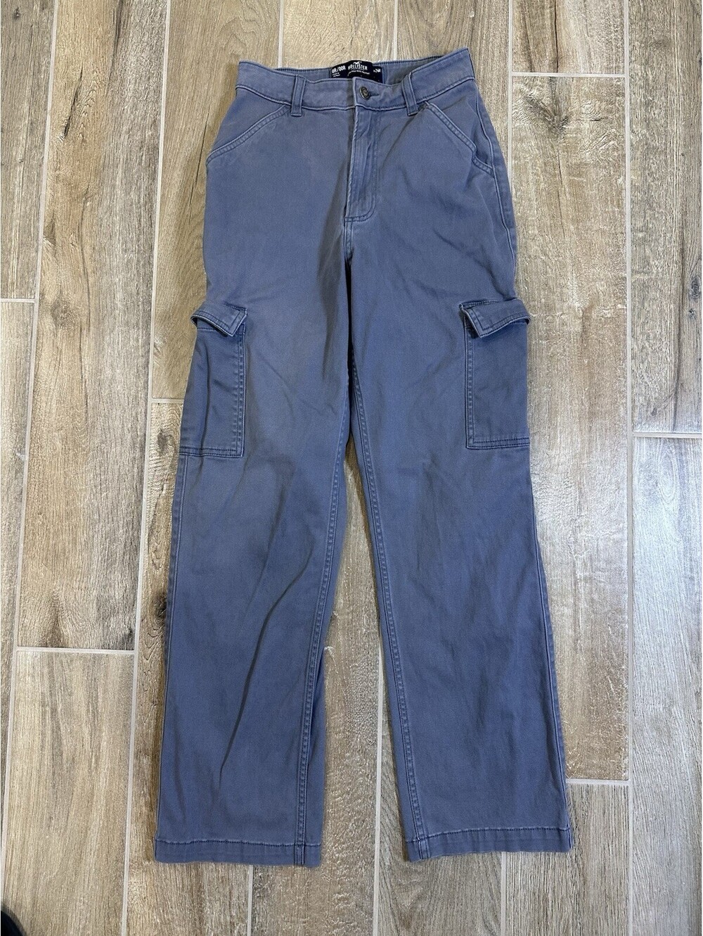 Hollister Pant Womens 0R Gray Cargo Straight Dad Ultra High-Rise     -051-